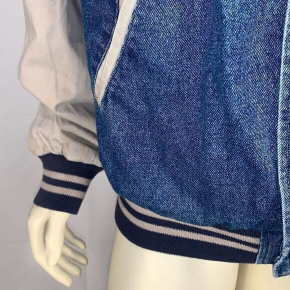 Vintage USA Today Unisex Men's Classic Embroidered Denim Bomber Jacket Size XL - Picture 3 of 16